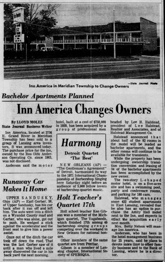 Poplars Motel (Clarion Pointe East, Inn America) - June  28 1971 Article On Sale